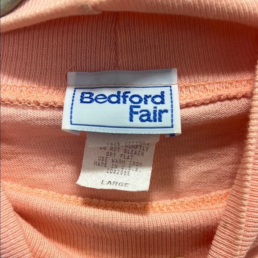Bedford Fair Peach 100% Cotton Pullover Women’s Large Long Sleeve - Picture 2 of 4